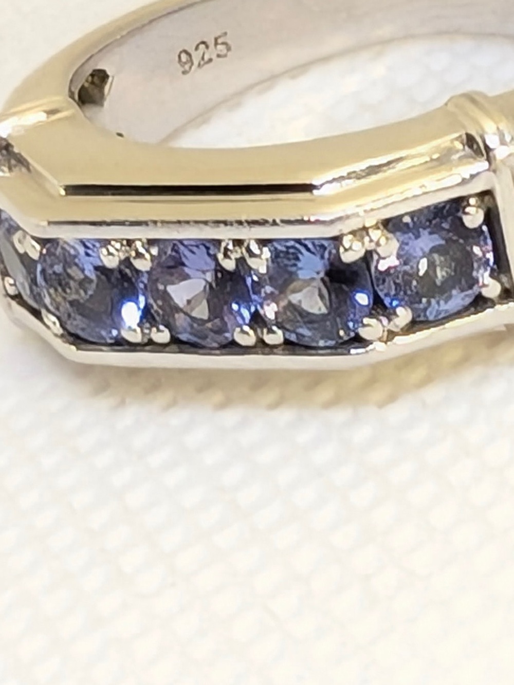 JTV Blue Tanzanite Rhodium Over Sterling Silver Men's Ring 1.27ctw sz 10